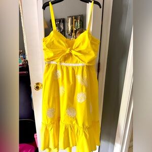 Lilly Pulitzer Eloisa Midi Dress Watch Hill Yellow Fiesta Embroidery Sz 8